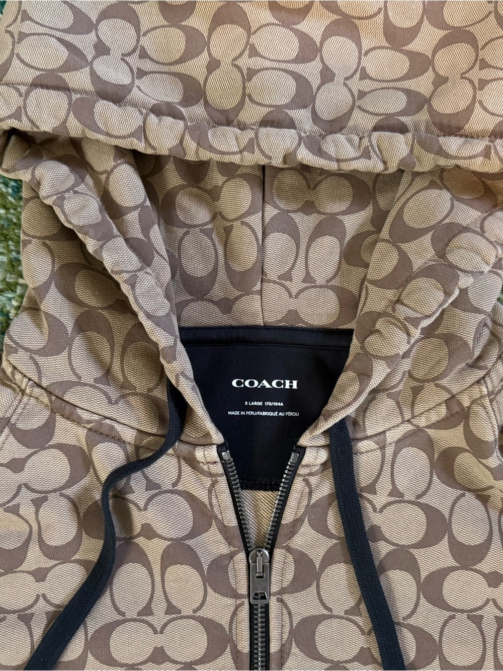 Coach Brown Khaki Signature Zip Hoodie - Picture 3 of 5